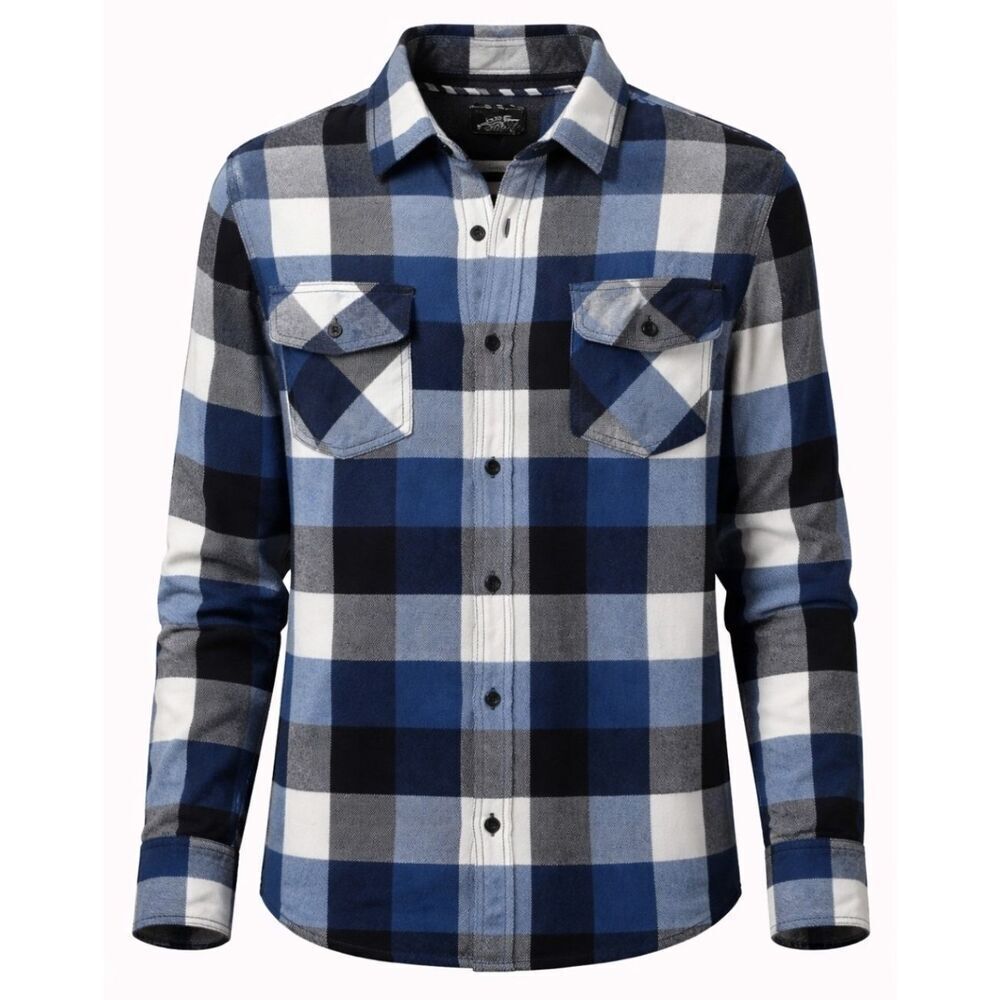 Vans Off The Wall Shirt Men's Button Up Size S Blue Plaid Flannel Skate Casual
